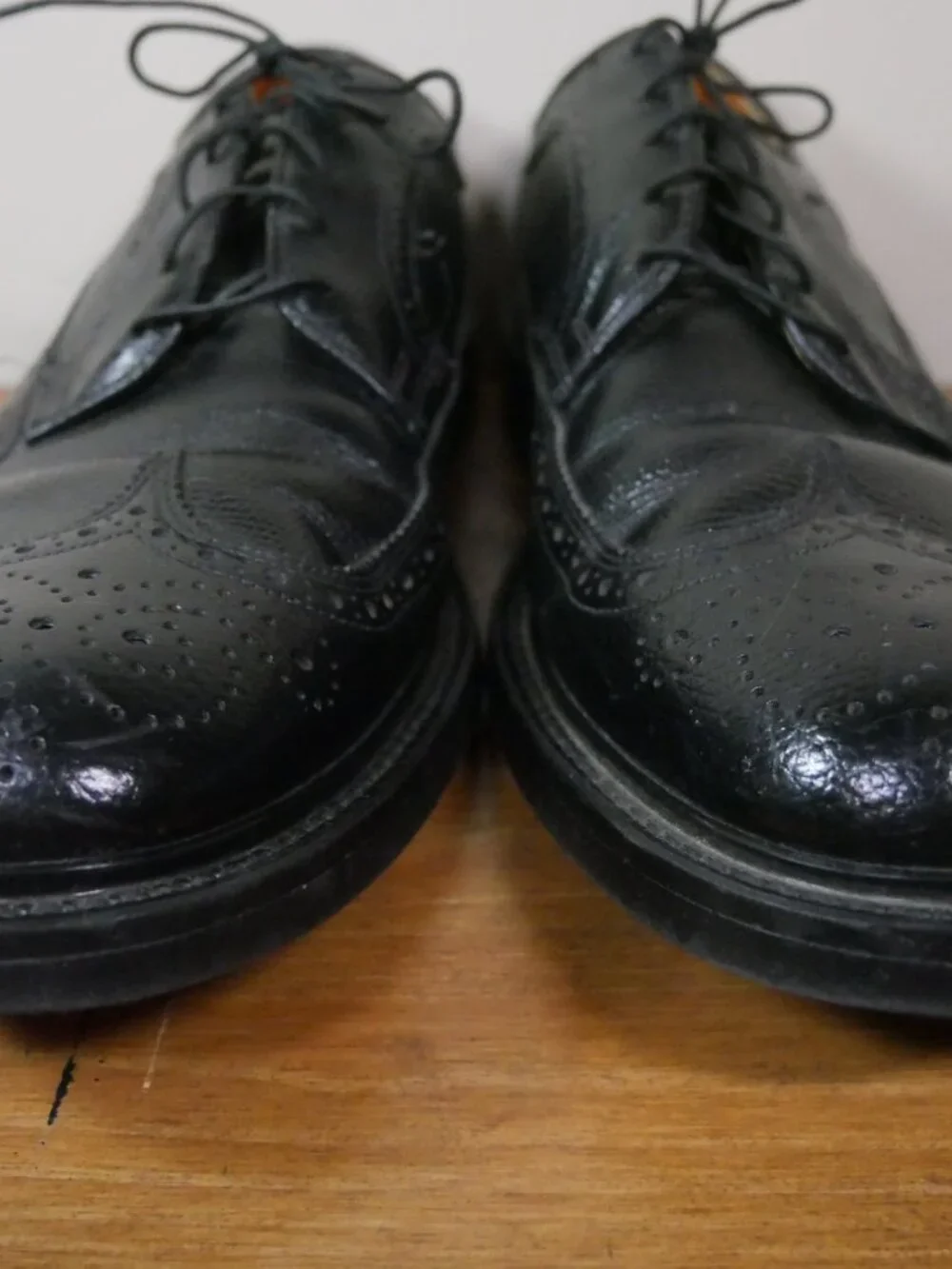 Stuart McGuire Black Wingtip Oxford Dress Shoes Mens Sz 13 Real Leather Vtg USA